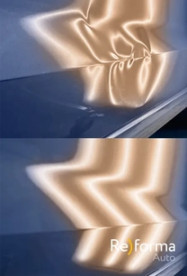 Исправление ремонт вмятины на двери сохраняя краску PDR 077735900 Реформа Авто