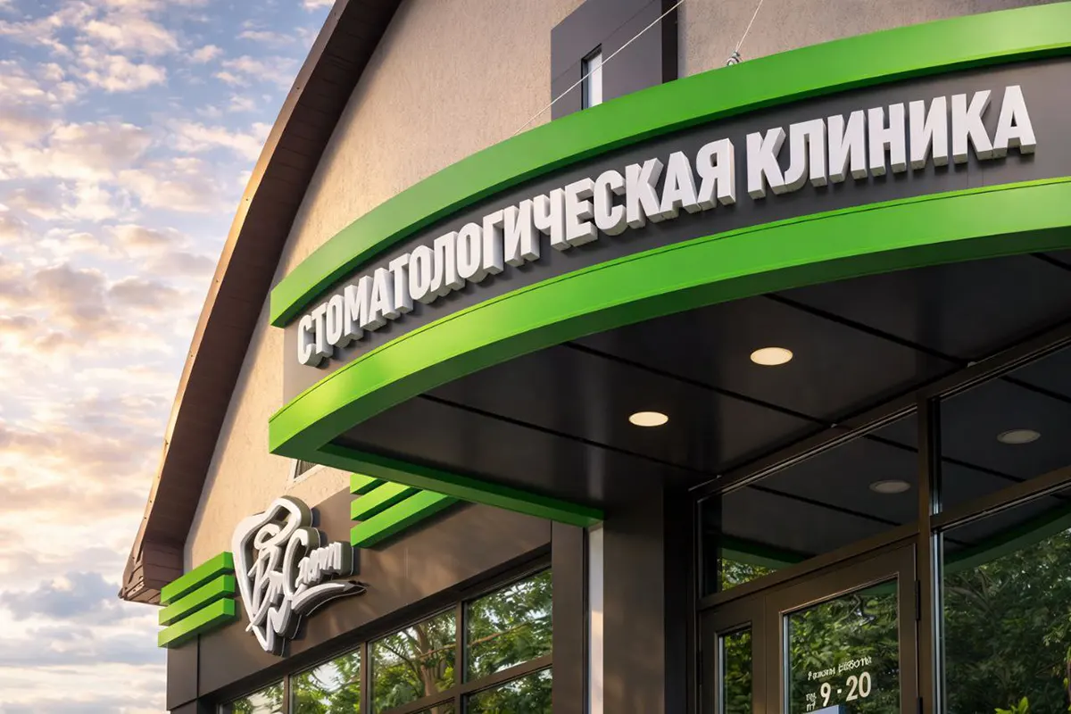 Отделка композитом входной группы композитом для клиники в Бельцах (пример)