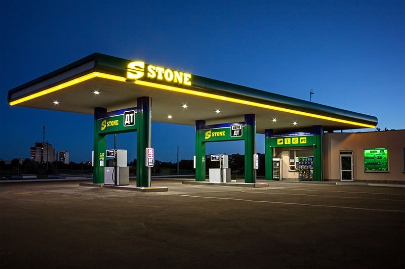 Облицовка композитом, световые объемные буквы, неон для АЗС STONE г. Первомайск. Рекламное агентство ДаВинчи 37377786870